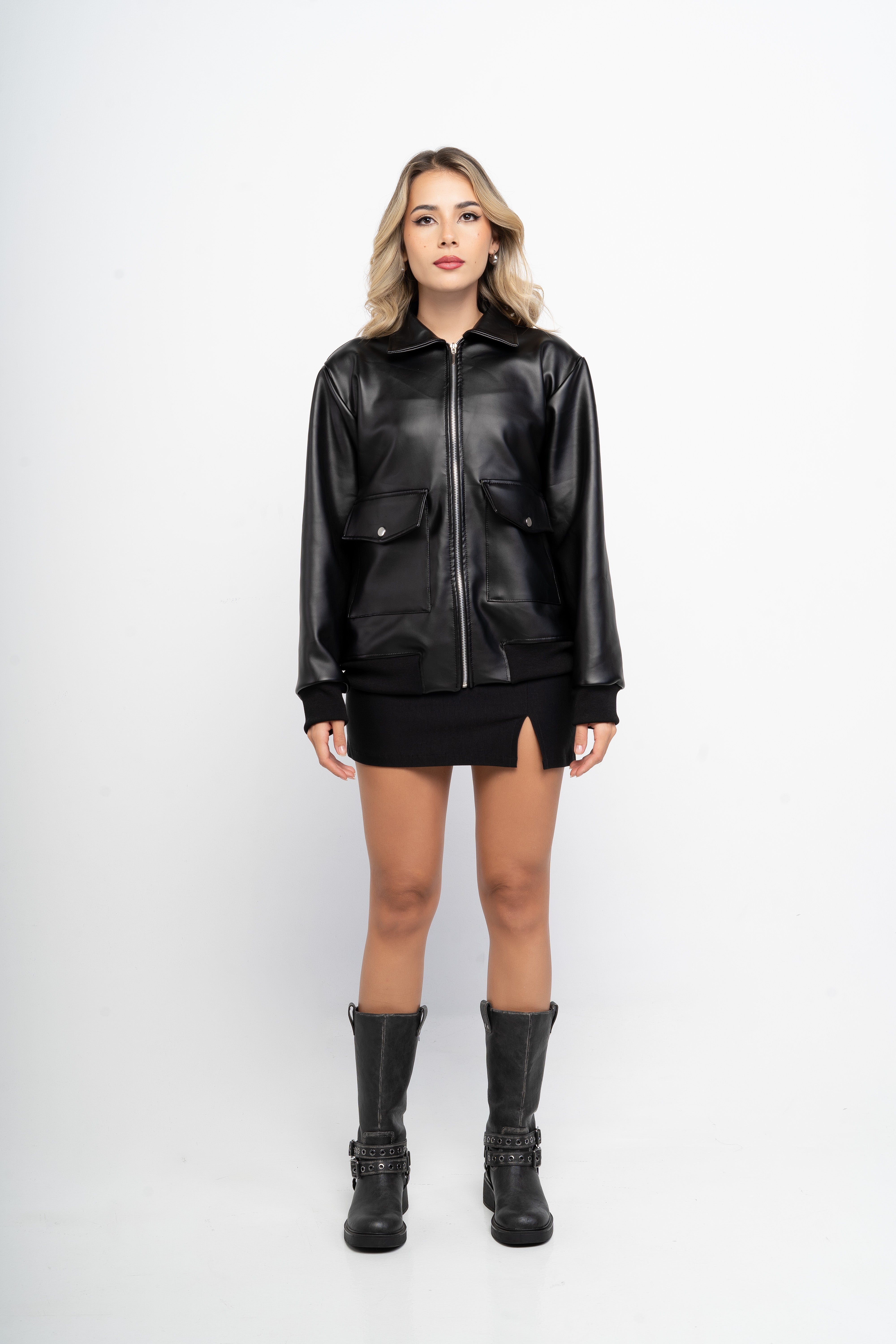 Chaqueta Oversize Dad Fit Efecto Piel
