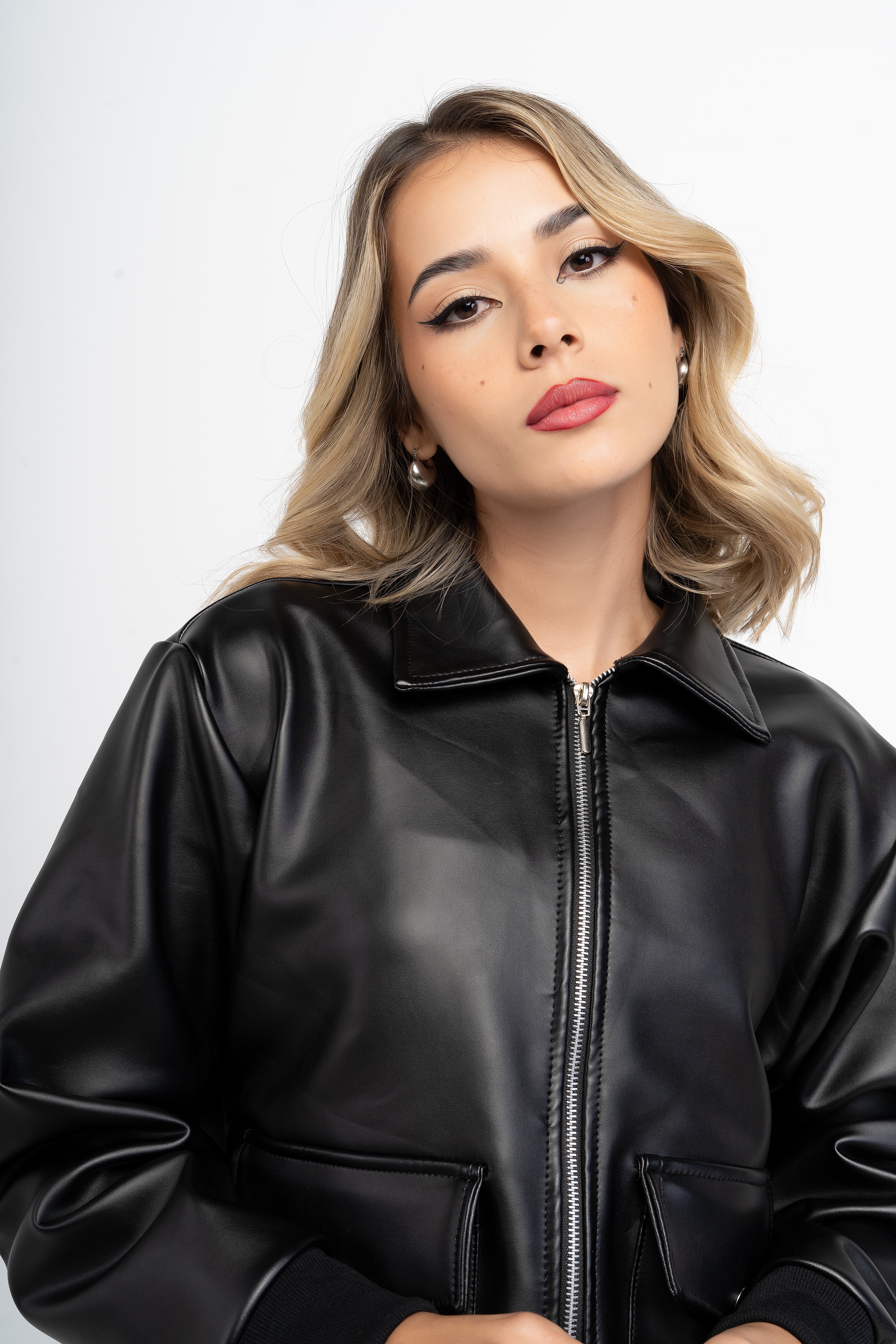 Chaqueta Oversize Dad Fit Efecto Piel