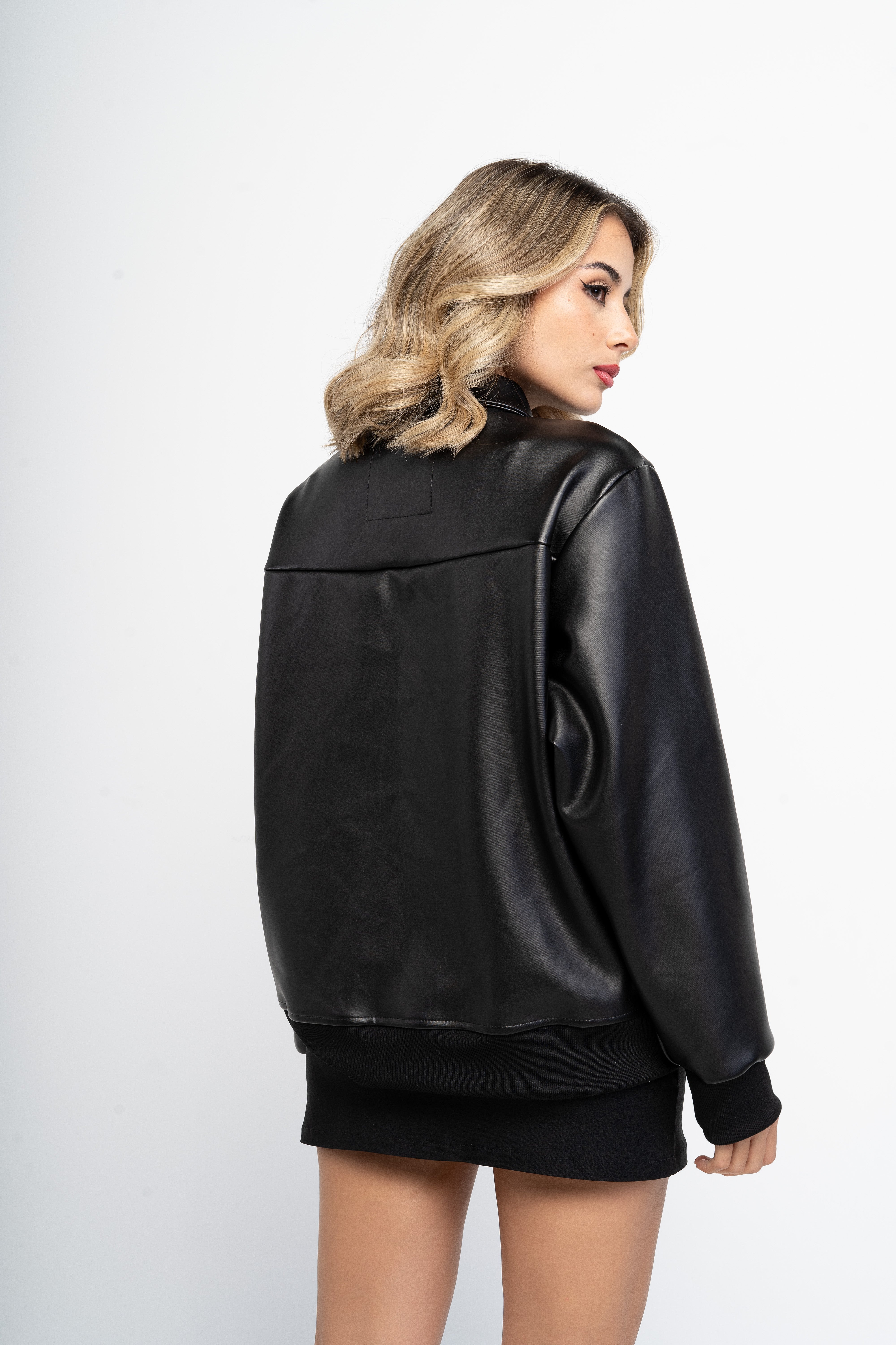 Chaqueta Oversize Dad Fit Efecto Piel
